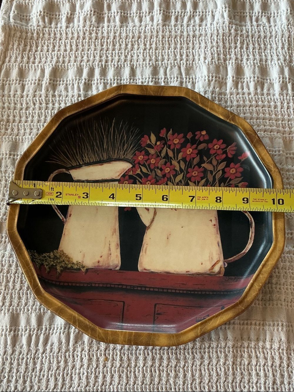 Black and Cream Floral Pitcher Decorative Wall Tray - Picture 8 of 9